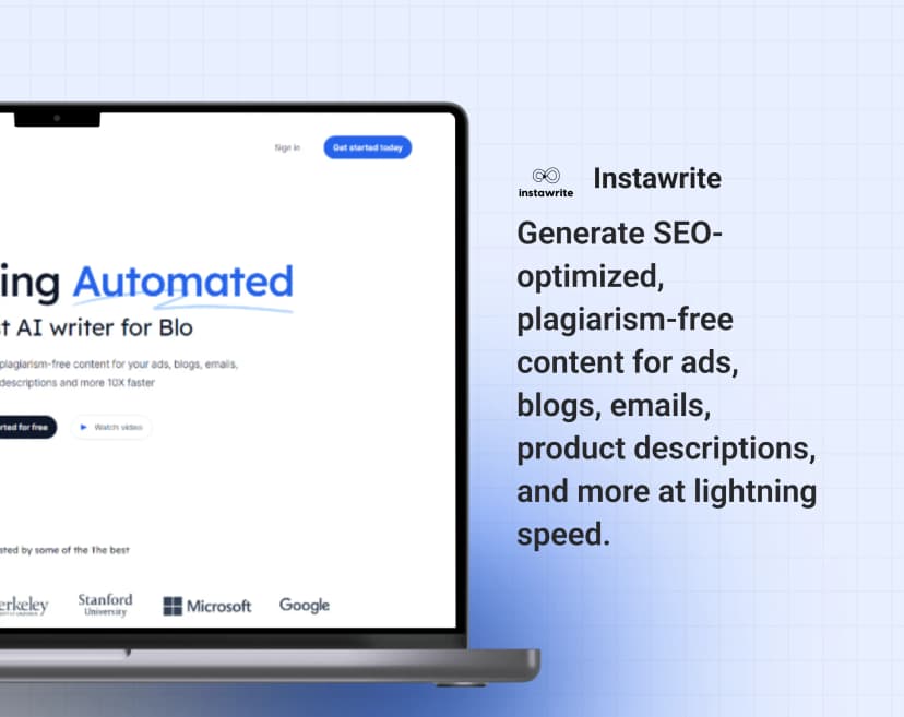 InstaWrite content platform website designed by Wondercraftz